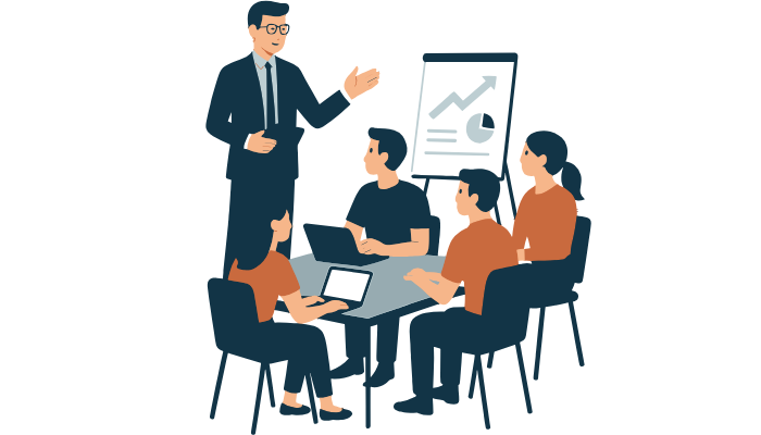 Speaker presenting to an engaged conference audience