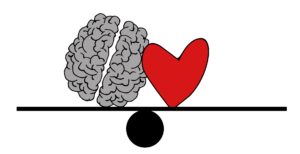 Brain and heart on seesaw each level